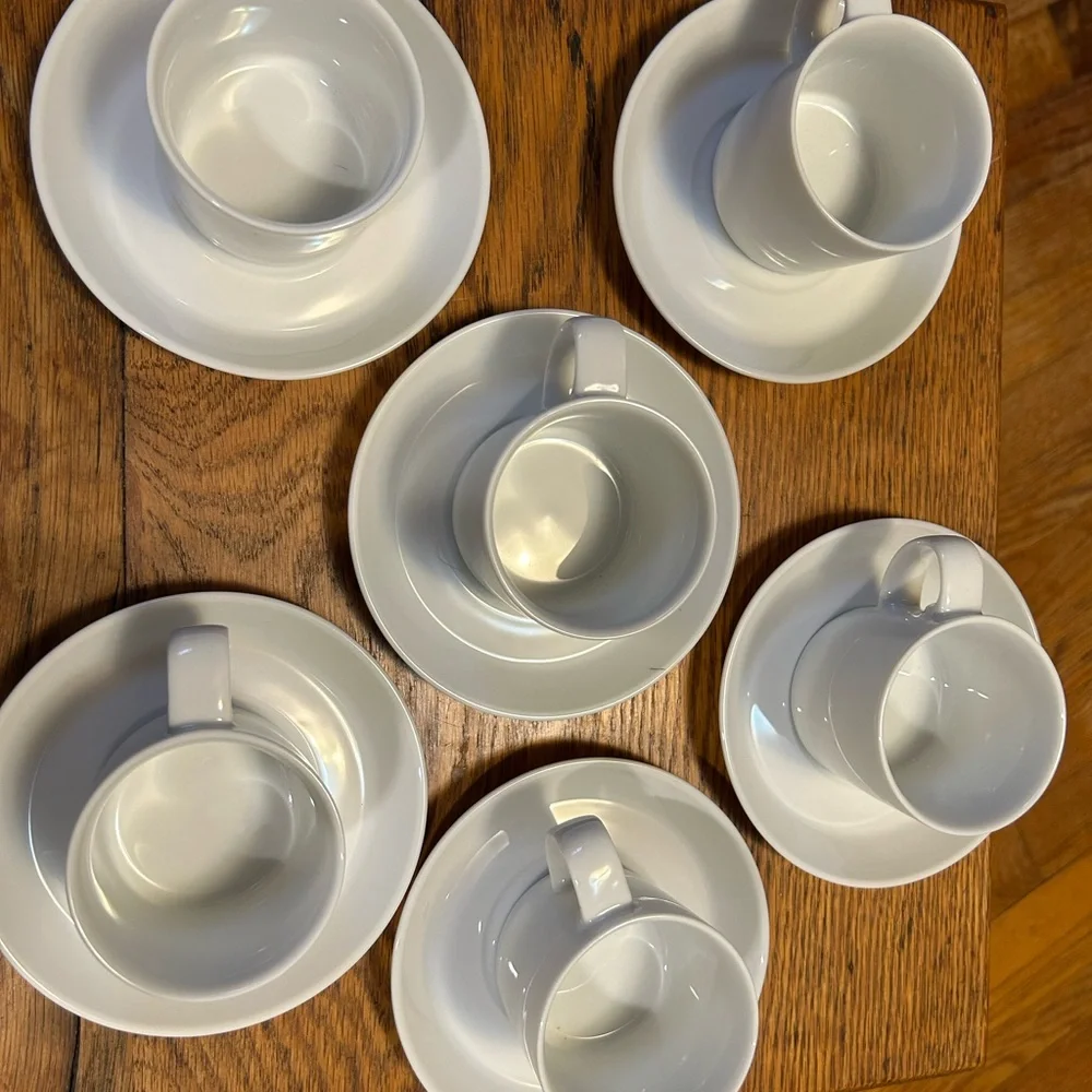 NEW Crate & Barrel Verge Espresso Cup and Saucer Set Made in Sri Lanka Set of 6